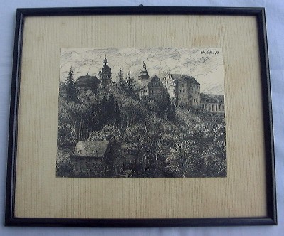 H�hne Otto Tuschfeder Zeichnung