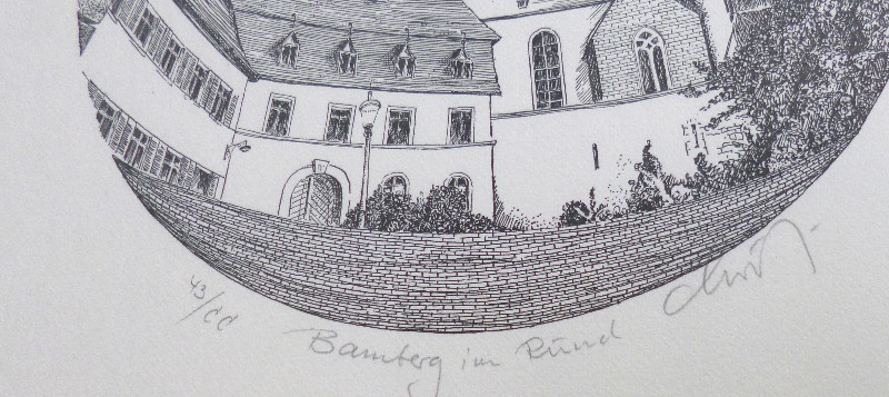 Bamberg in Rund Lithografie 0607x