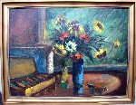 Blumenstilleben mit Malutensilien 7458d