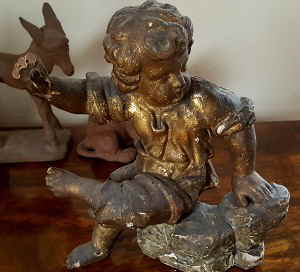 Putto sitzend Barock vergoldet 39d