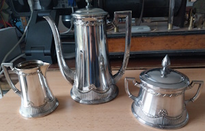 3 Kaffee Tee Service Jugendstil WMF Straussenmarke 123831d