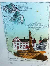 Dieter Portugall Radierung Darmstadt 163607 d