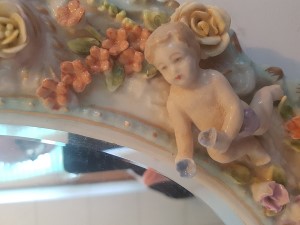 Porzellanspiegel Rosen Putti 24d Porzellanspiegel Rosen Putti 24d