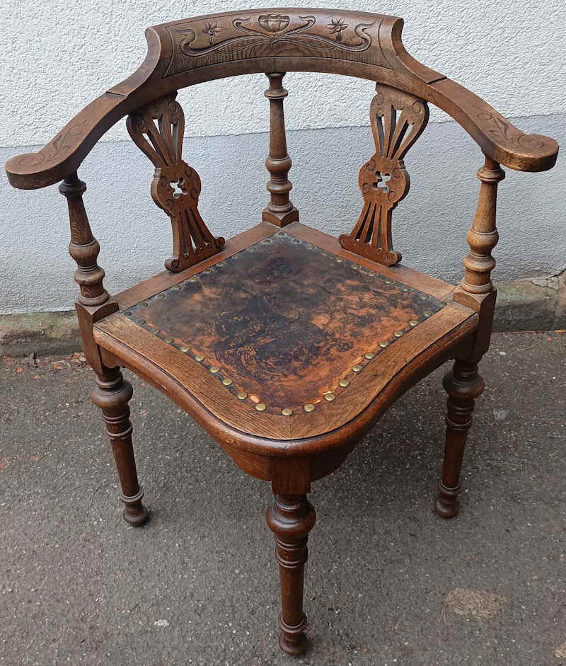 Eckstuhl Schreibtischstuhl Gr�nderzeit Jugendstil 050660x