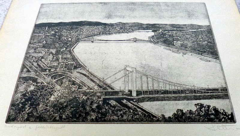 Stettner Bela Radierung Budapest  x