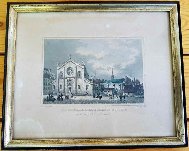 Mnchen Allerheiligenkirche Stahlstich 103x