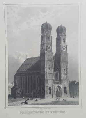 Frauenkirche Mnchen Stahlstich  38d