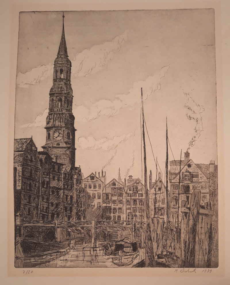 Hamburg Sankt Katharinenkirche Katharinenfleet Radierung 324x