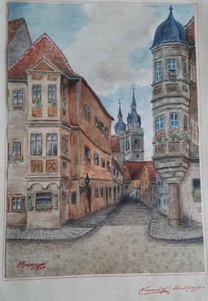 Bayreuth Aquarell Stadtkirche 243d