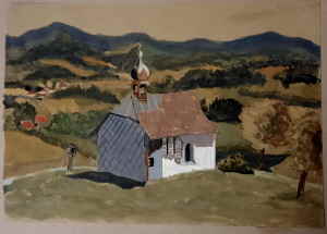 Weienstein bei Regen Gouache 359d