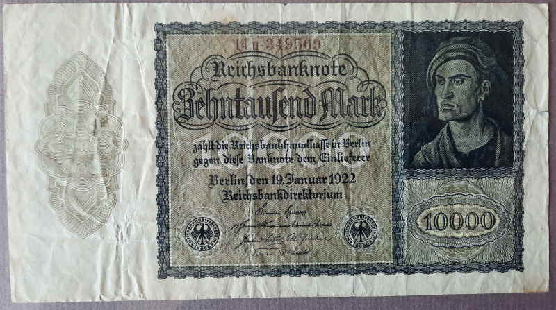 10.000 Reichsmark 19.Januar 1922 959x