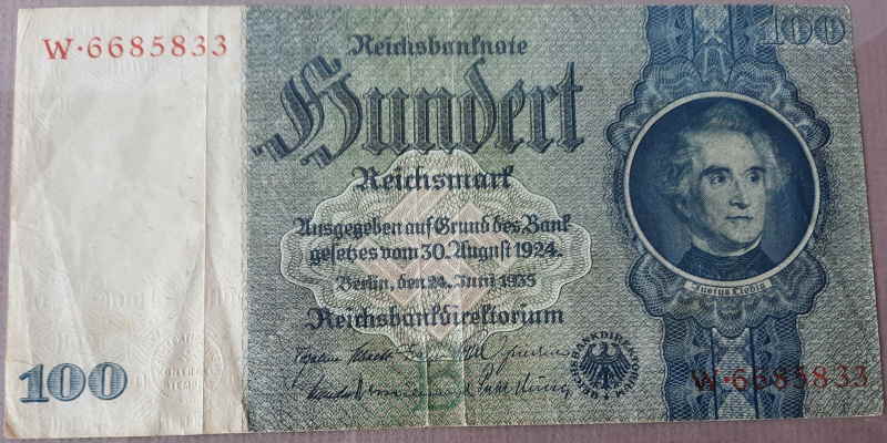 Deutsches Reich Reichsbank 1924-1945 100 Reichsmark 934x