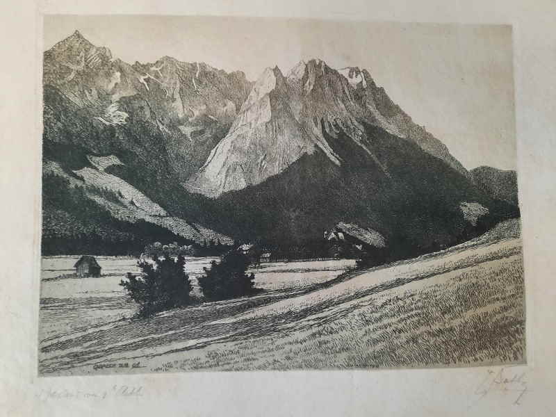 Garmisch Zugspitze Radierung 719x