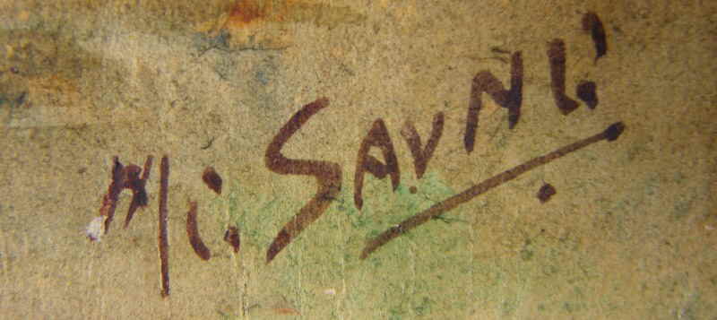 M Savni Britisch Indien Tempel Aquarell 3732X
