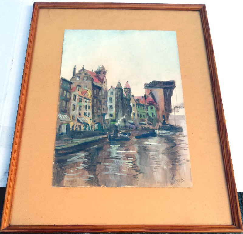 Aquarell Hafen Gedansk Danzig  _194257x