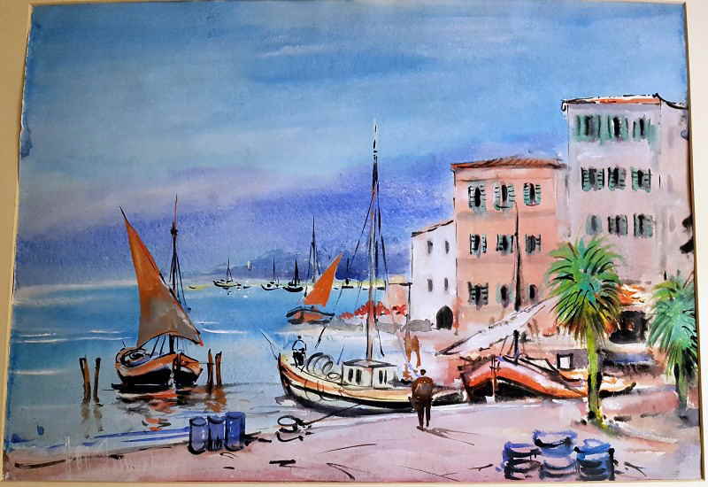 Aquarell Italien Segelboote 4x