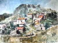 Aquarell Stadt am Berg _194646d