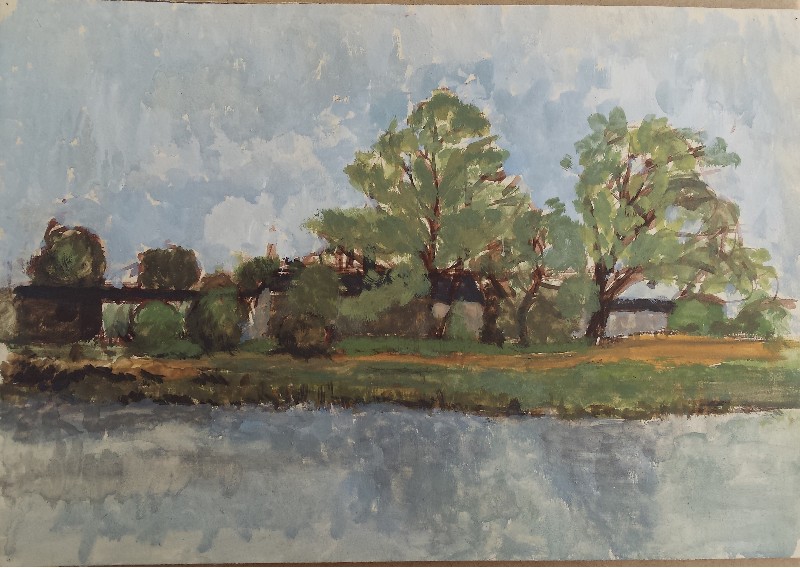 gouache   Landschaft am Fluss 113700x